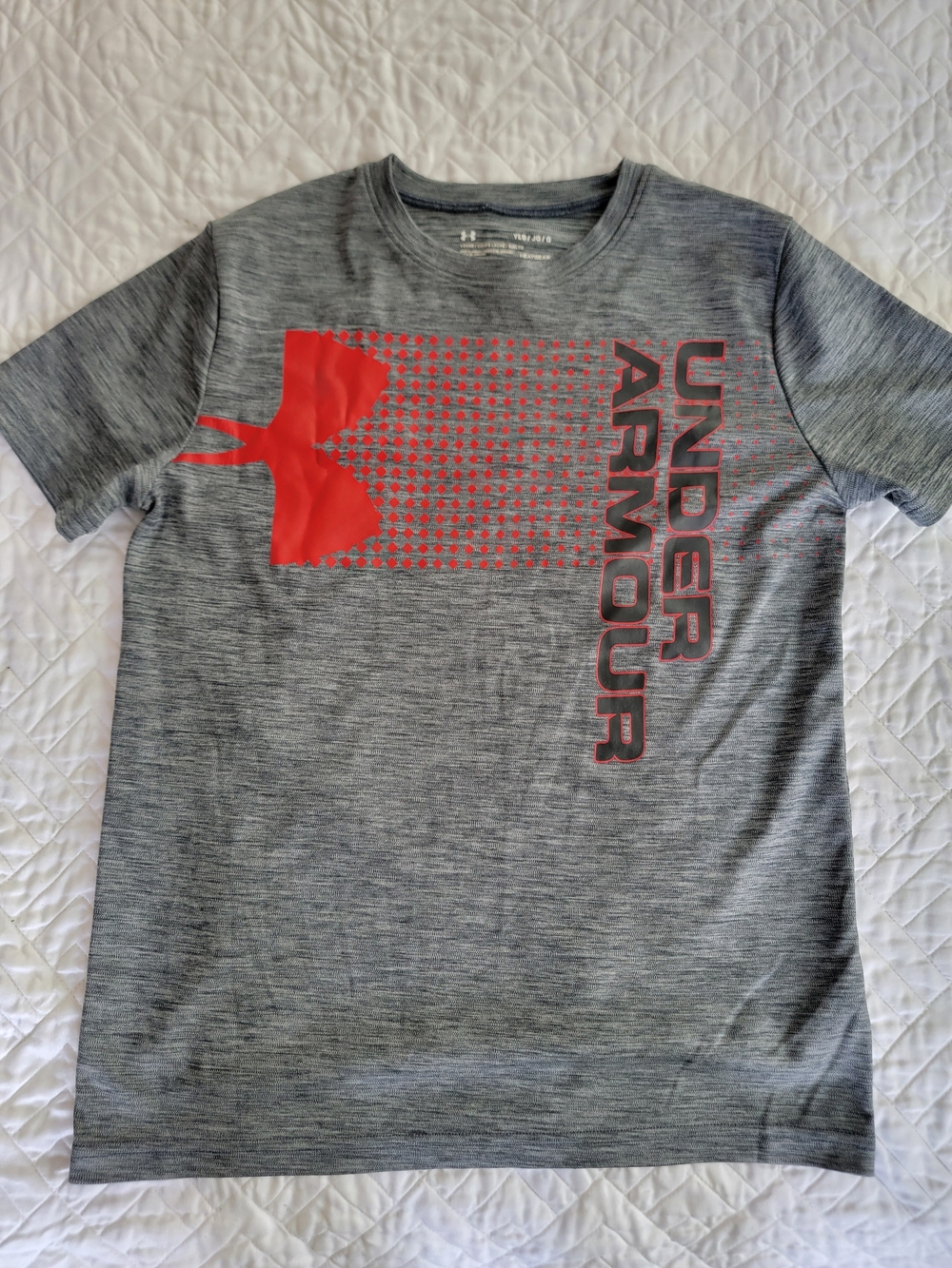Under Armour Gray Heather Tee with Red Graphic